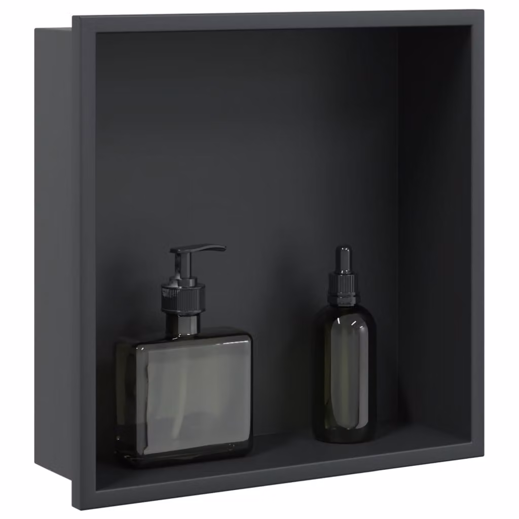 Nicchia per doccia incassata vidaXL in acciaio inox, Nero Opaco, L 32 x P 32 x H 9 cm