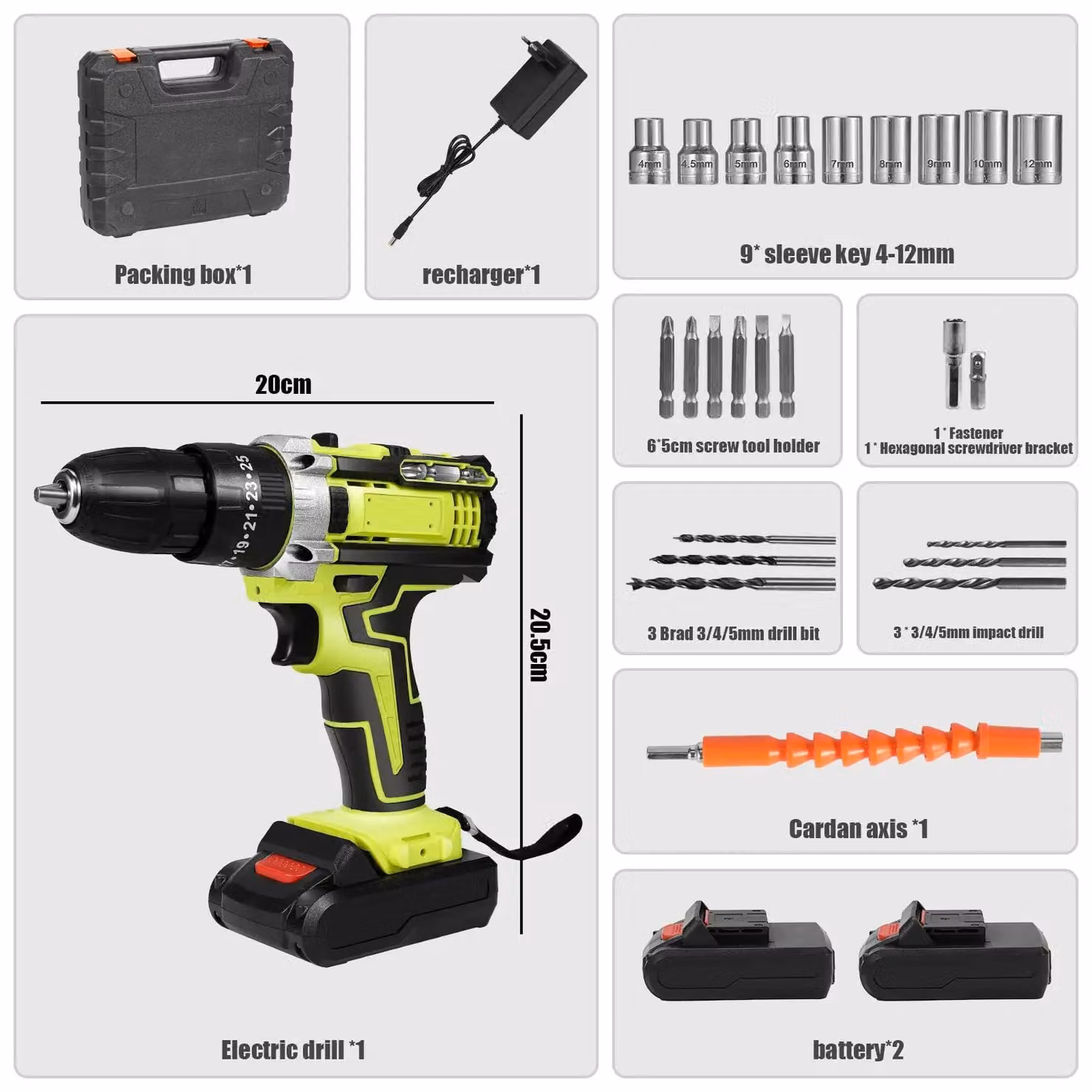 Trapano avvitatore a batteria, 1350 giri/min, sistema a doppia batteria, 2 batterie, omologato CE