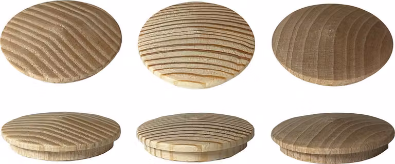 Set di 30 cappucci in legno, bottoni (diametro 40 mm, legno di pino)