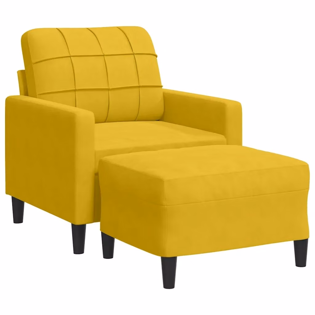Poltrona con Poggiapiedi vidaXL in Velluto Giallo con Struttura in Metallo e Imbottitura in Schiuma – 2