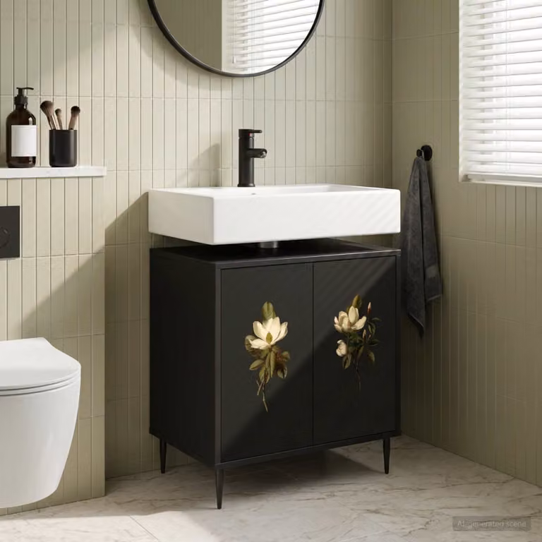 Mobile da bagno vidaXL BREMEN moderno nero L: 60 cm, P: 40 cm, H: 61 cm