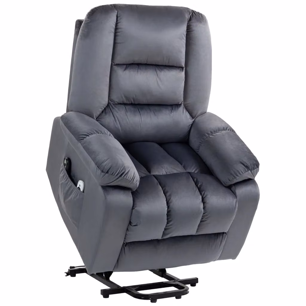 Poltrona elettrica reclinabile con massaggio e calore REDOM grigia con supporto per il sollevamento e struttura in metallo L/P/H: 85 x 94 x 107 cm – 2