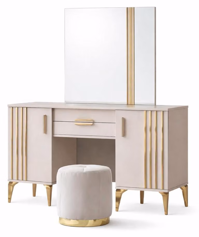 Tavolino elegante per signore, specchiera da trucco di design, in legno