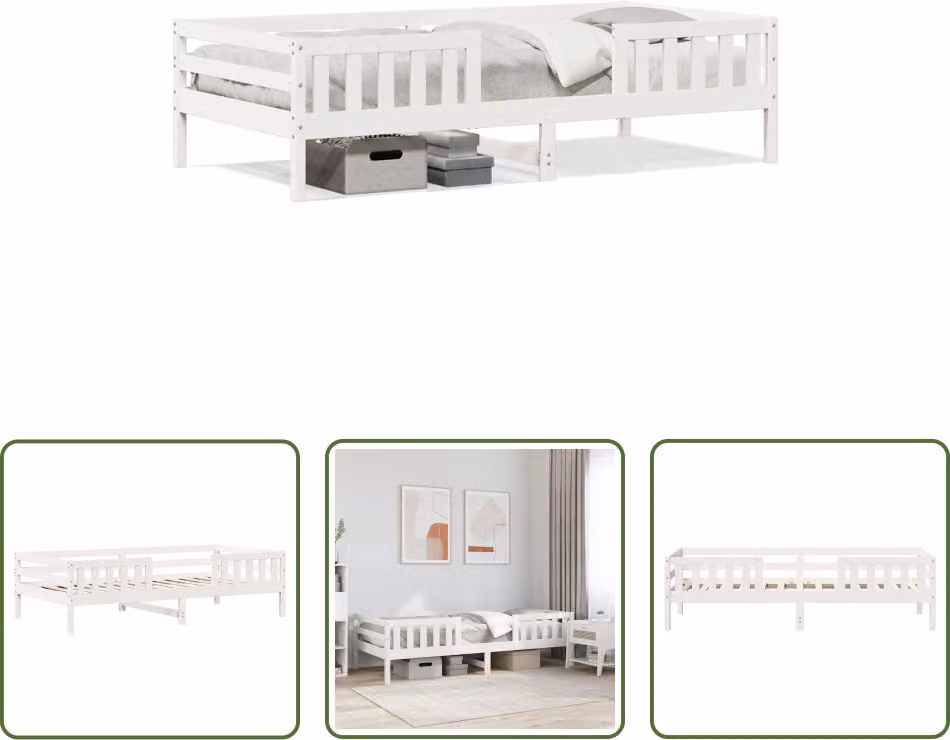 The Living Store Letto in legno massiccio senza materasso bianco 80x200 cm in legno di pino