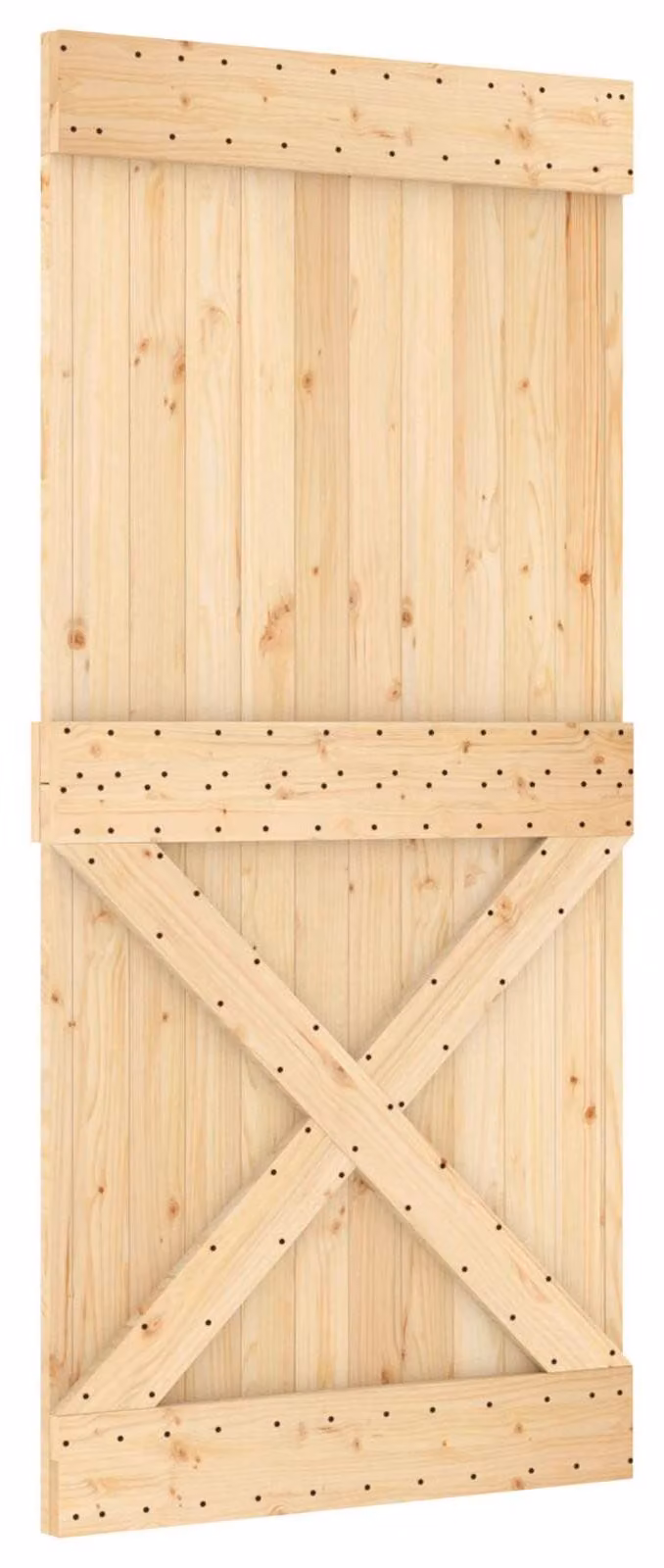 Porta scorrevole NARVIK Naturale e Nero 95 x 210 cm (213,5 cm)