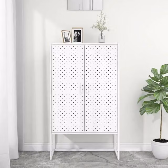 Credenza Alta Bianca 80x35x135 cm in Acciaio 335875
