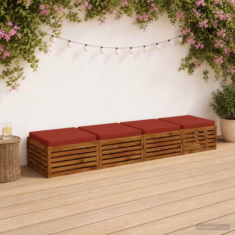 Set di 4 cuscini per sedia vidaXL SOEST in poliestere rosso con rivestimento lavabile e resistente ai raggi UV