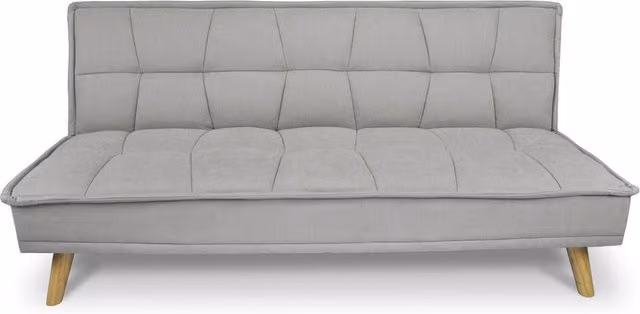 Divano letto clic clac in tessuto vellutato tortora, divano 3 posti - Bart - DL-BA03FBC