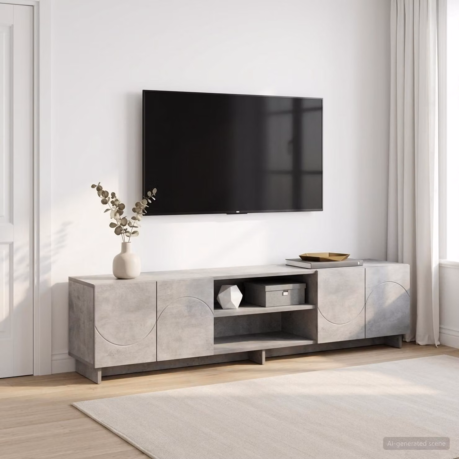 vidaXL Supporto TV moderno in MDF Grigio, L 180 x P 34,5 x H 40 cm