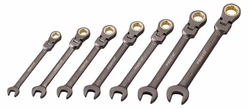 Set di chiavi a cricchetto FESTA 17621, 7 pezzi, 10-19 mm, 72 denti