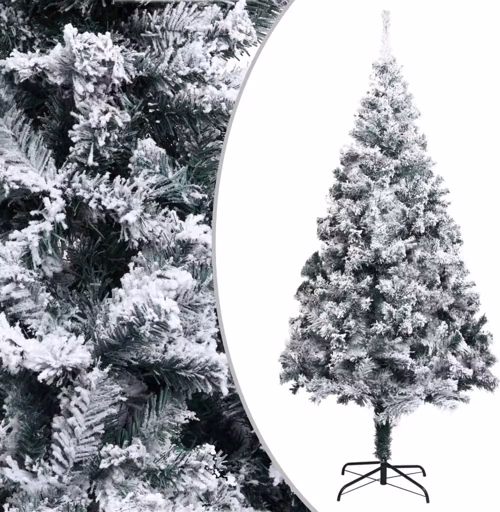 The Living Store Albero di Natale Artificiale con Neve Verde 210 cm PVC