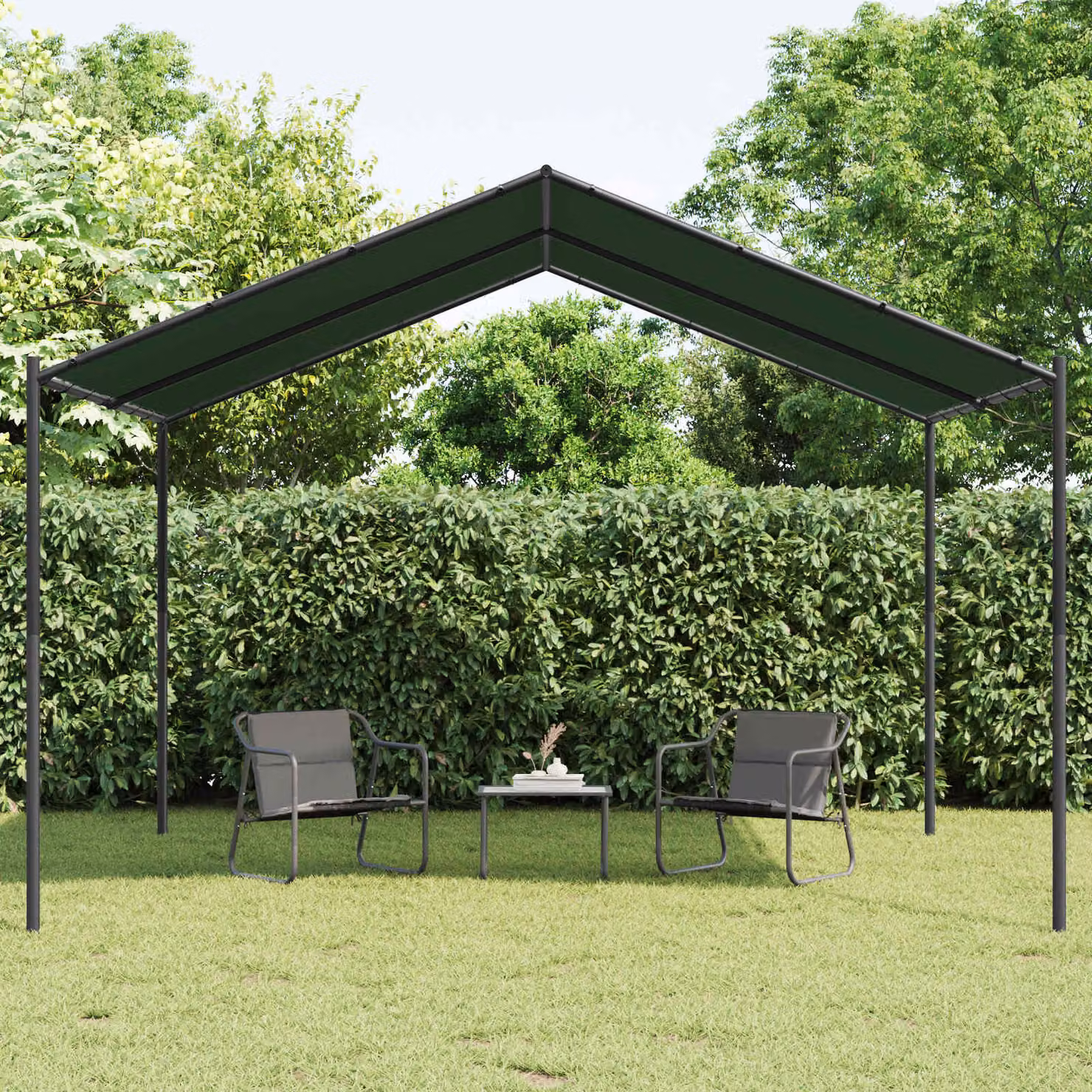 Gazebo moderno vidaXL in poliestere e acciaio, L/P/H: 400 x 400 x 260 cm, disponibile in beige, grigio e verde