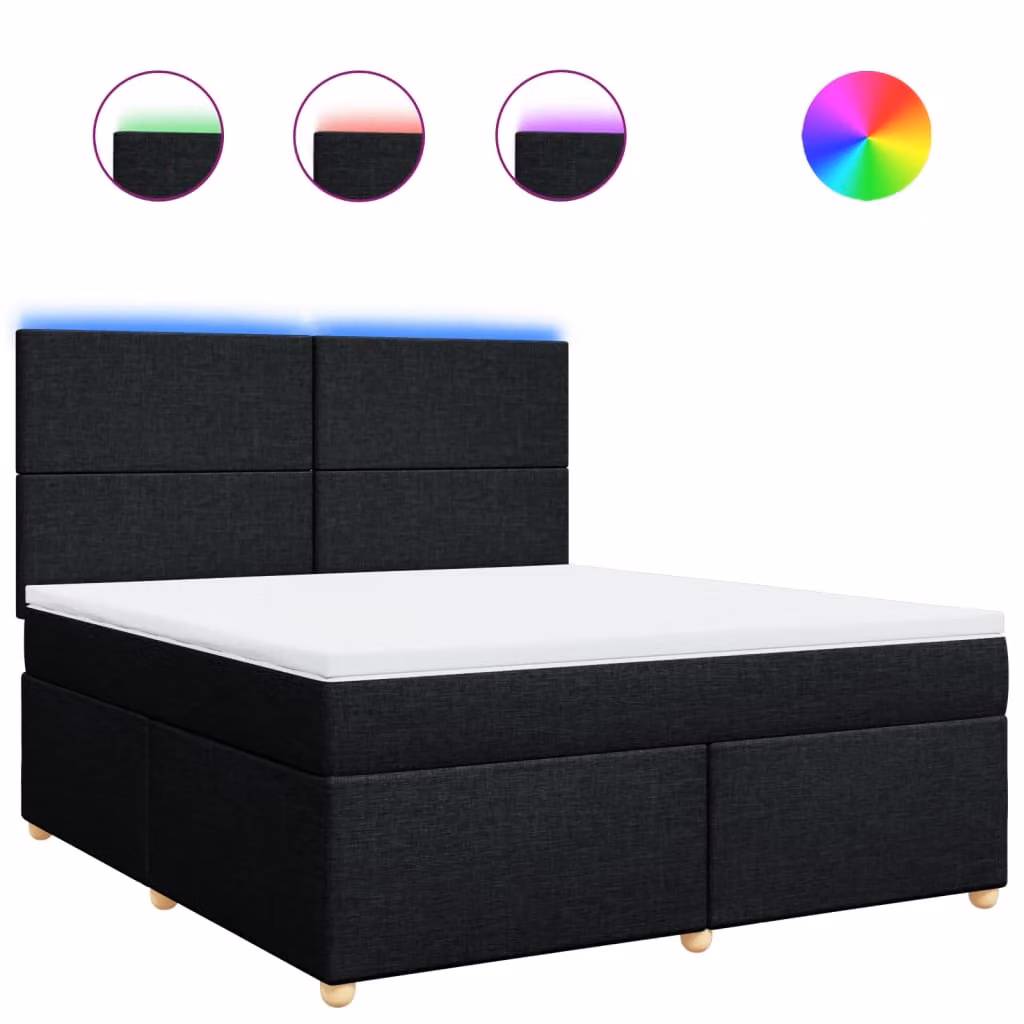 Letto a molle con materasso nero 180x200 cm in tessuto