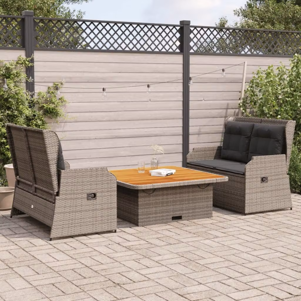 Maison Exclusive - Set Divani da Giardino 3 pz con Cuscini in Polyrattan Grigio