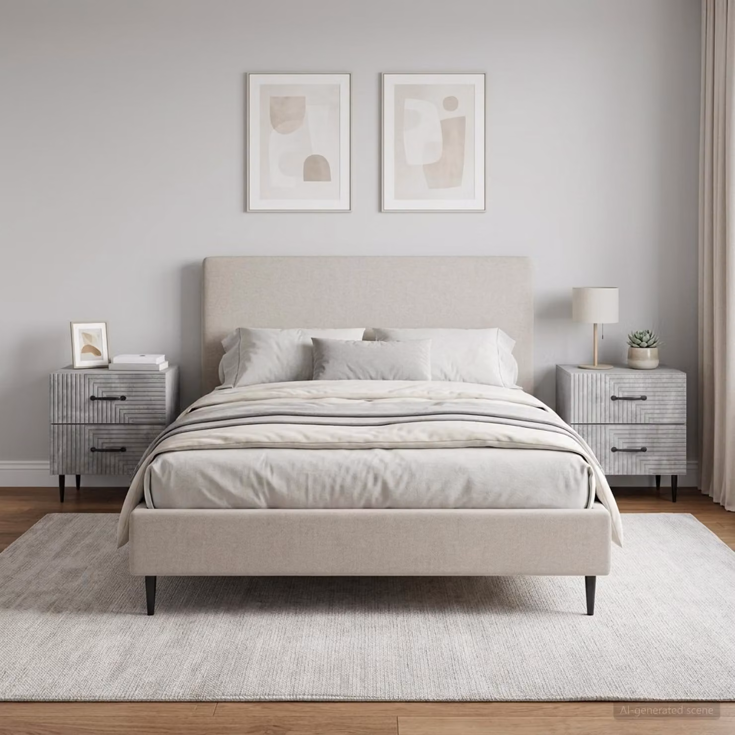 Set di 2 Armadi da Notte vidaXL Moderno Grigio Cemento L: 43 cm, P: 34,5 cm, H: 47,5 cm