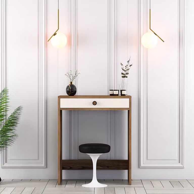 Skye Decor, Lisbona - Noce, Crema, Toilette, Noce, 100% PANNELLI DI AGGREGATO DI LEGNO RIVESTITI IN MELAMMINA, 70 x 84,7 x 40 cm