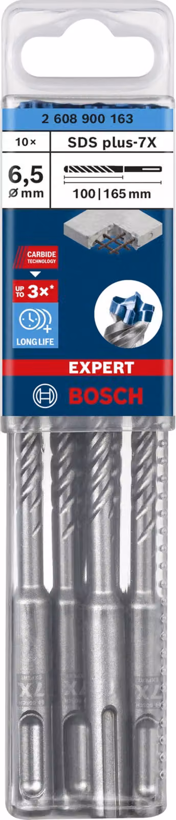 Bosch EXPERT SDS plus-7X punta per trapano a percussione, 6,5x100x165mm, 10 pz. 2608900163