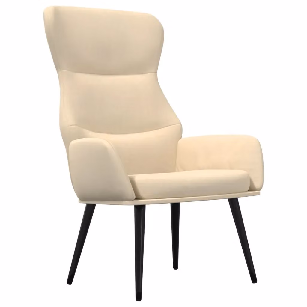 Sedia Relax vidaXL Beige in Tessuto con Struttura in Metallo e Braccioli – 2