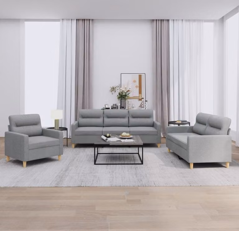 Maison Exclusive - Set divano 3 pezzi con cuscini in tessuto grigio chiaro