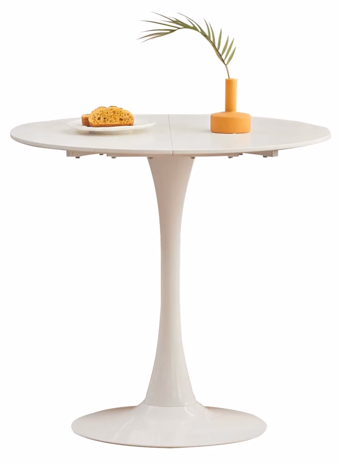 Tavolo rotondo da pranzo, diametro 80 cm, bianco, in MDF, per 2-4 persone, design moderno