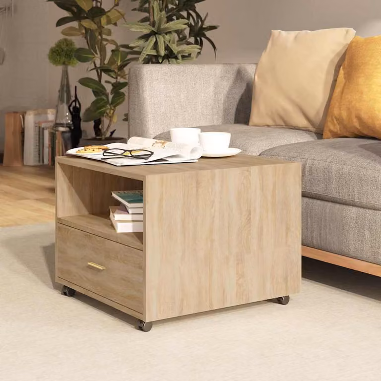 vidaXL Tavolino da Salotto Moderno in Legno Rovere e MDF, L/P/H: 55 x 55 x 40 cm