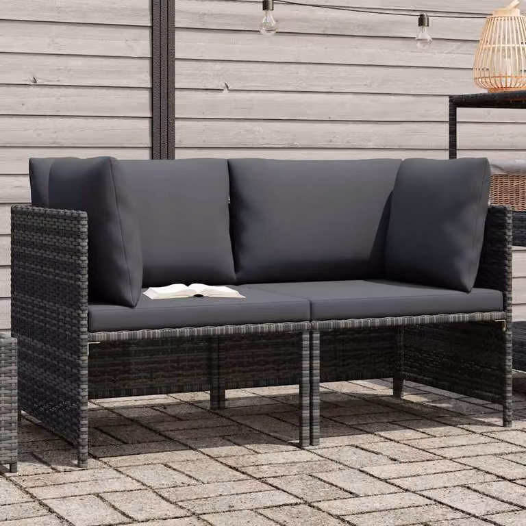 vidaXL Divano da Giardino a 2 Posti con Cuscini in Polyrattan Grigio