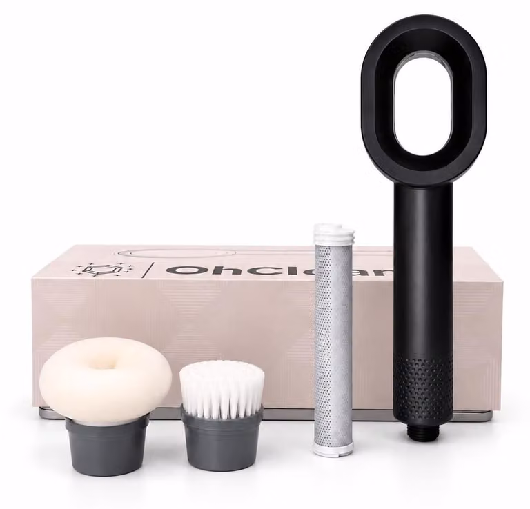 Set di soffioni doccia con filtro a carbone attivo, 2 spazzole magnetiche, a risparmio idrico, colore nero