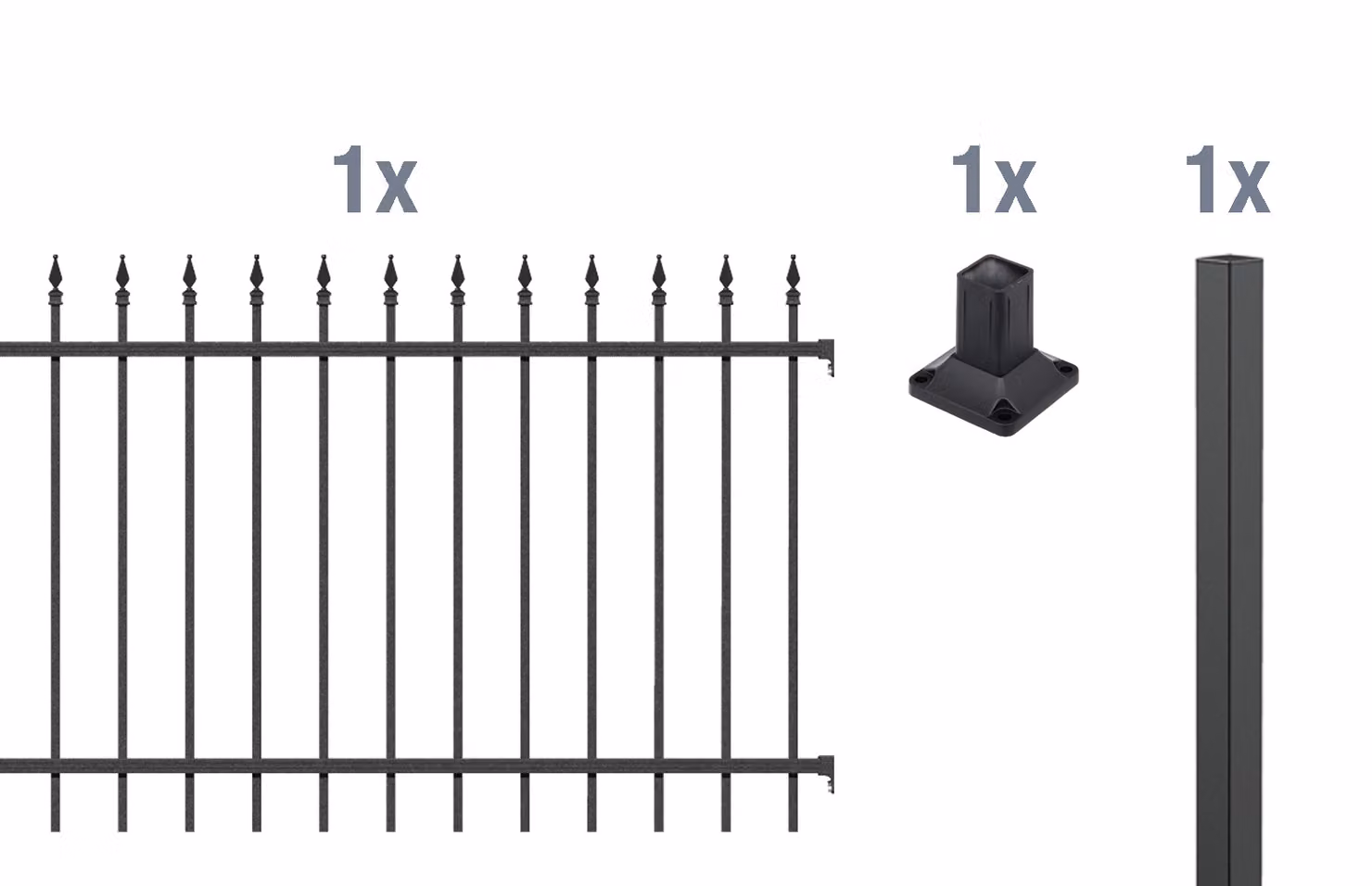 Alberts 510398 Set di prolunghe per recinzione Chaussee, da avvitare, nero opaco, altezza 120 cm, lunghezza 2 m