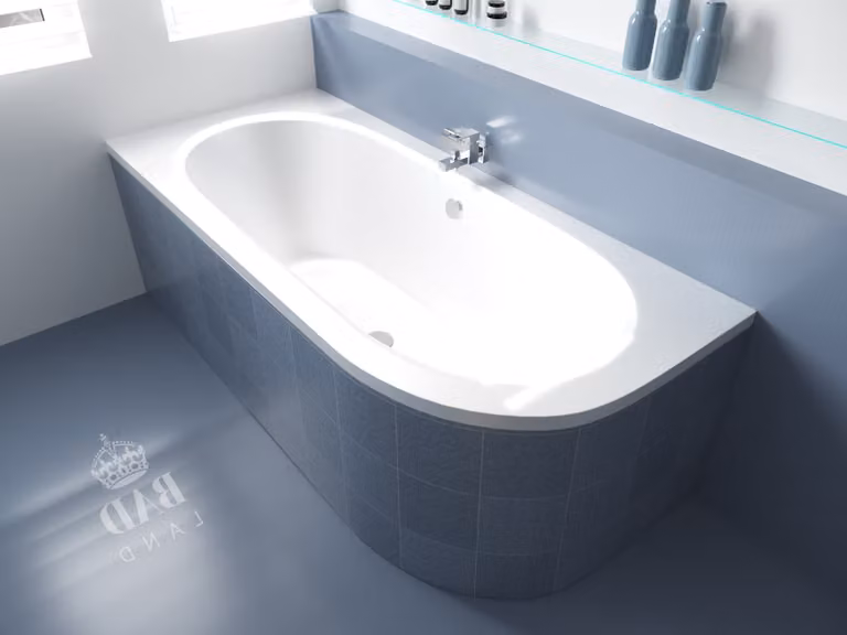 Vasca da bagno angolare 170x75 sinistra con rivestimento in polistirolo, scarico e piedini GRATUITI | set completo 4in1 vasca originale in acrilico sifone | BADLAND AVITA