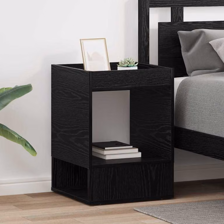 Set di 2 tavolini da soggiorno vidaXL in legno nero, design moderno, L/P/H: 40 x 40 x 56 cm