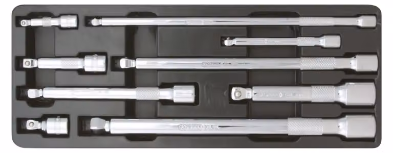 KS TOOLS 1/4"+3/8"+1/2" CHROMEplus set di prolunghe inclinabili 9 pz - 918.0009