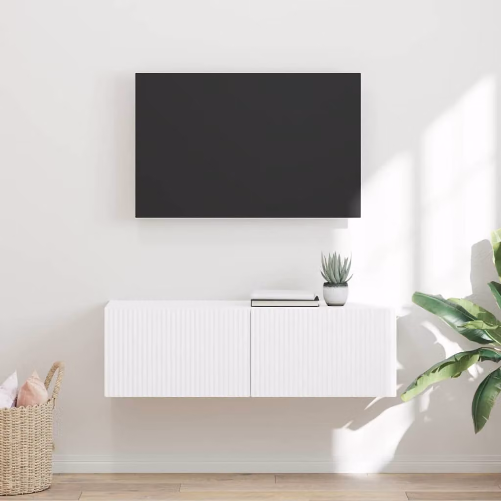 Mobile TV da parete vidaXL moderno in bianco, L: 98 cm, P: 31 cm, H: 29,5 cm