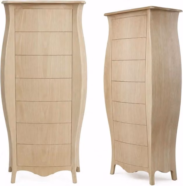 Cassettiera Bomabata con 7 cassetti in legno grezzo Mobili 2G L: 74 cm, P: 37 cm, H: 142 cm – 3