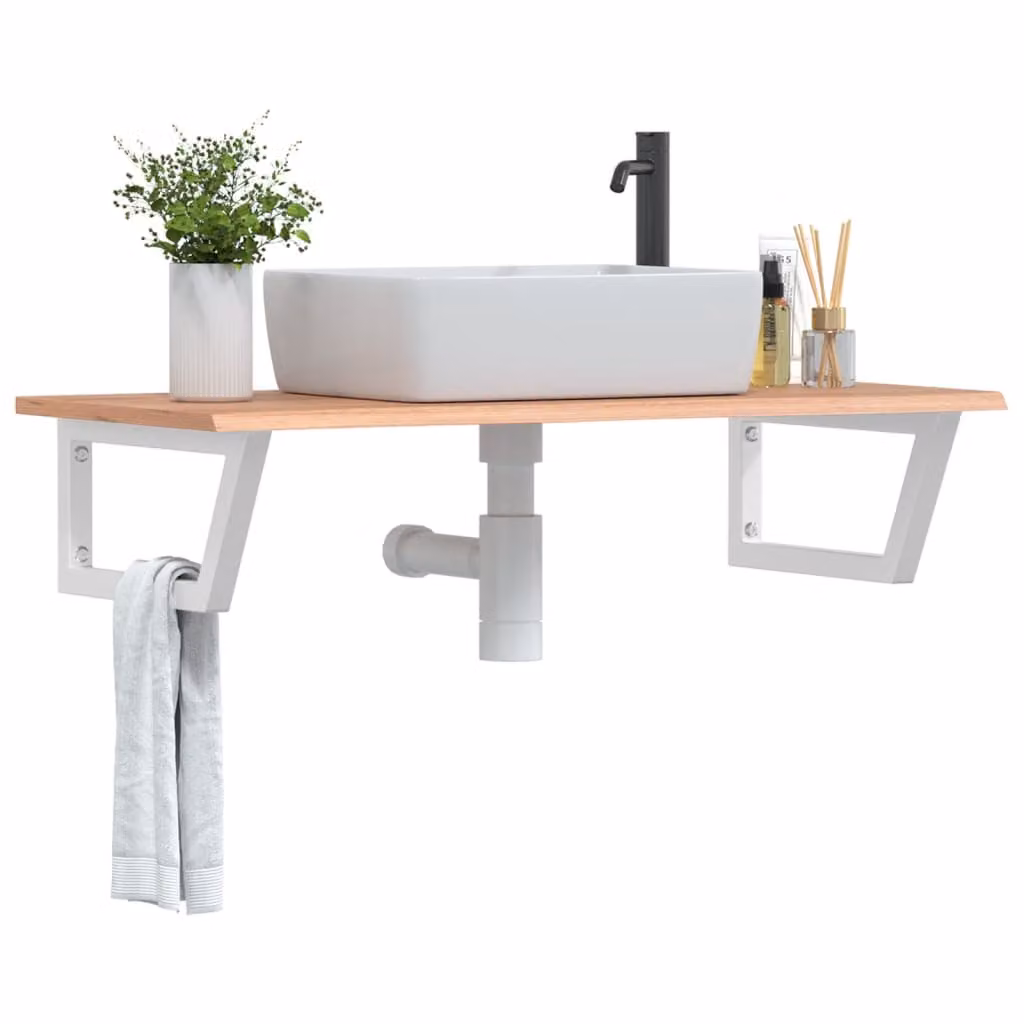vidaXL Ripiano da parete per bagno in legno di rovere e metallo, moderno, marrone e bianco