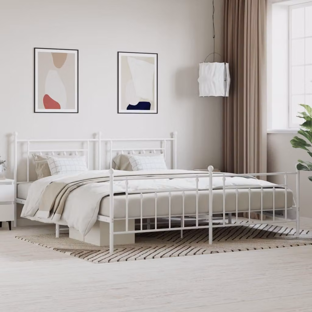 vidaXL Giroletto con testiera e pediera in metallo bianco 193x203 cm - Giroletto - Giroletto - Struttura letto - Letto
