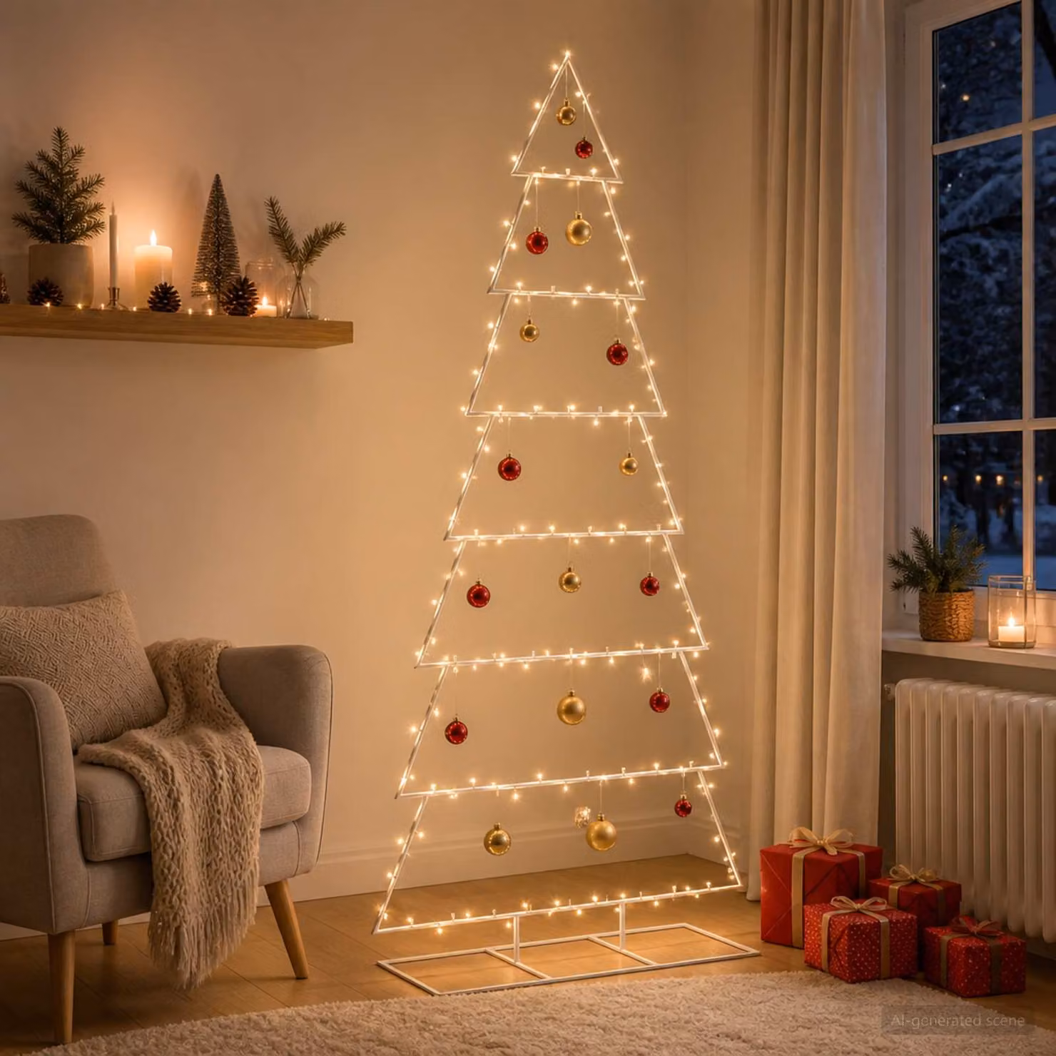 Albero di Natale in metallo vidaXL KUOPIO bianco, Altezza: 210 cm