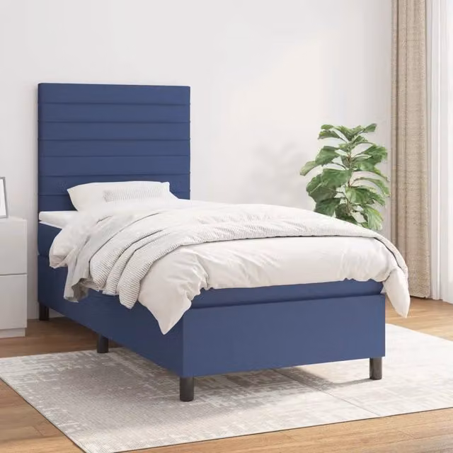 Letto Ibrido con Giroletto a Molle e Materasso vidaXL, Blu e Bianco, L/P/H: 100 x 200 x 40 cm