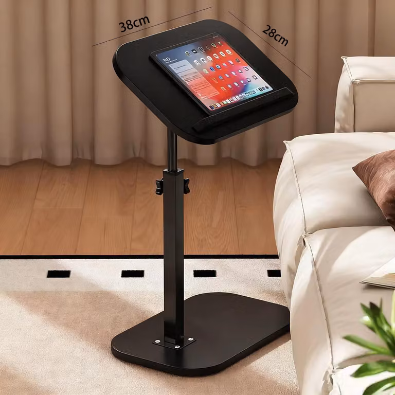 Tavolino di servizio - Tavolino da divano moderno - Altezza regolabile da 47 a 80 cm - Struttura in metallo - Superficie verniciata - 38 x 28 cm - Nero