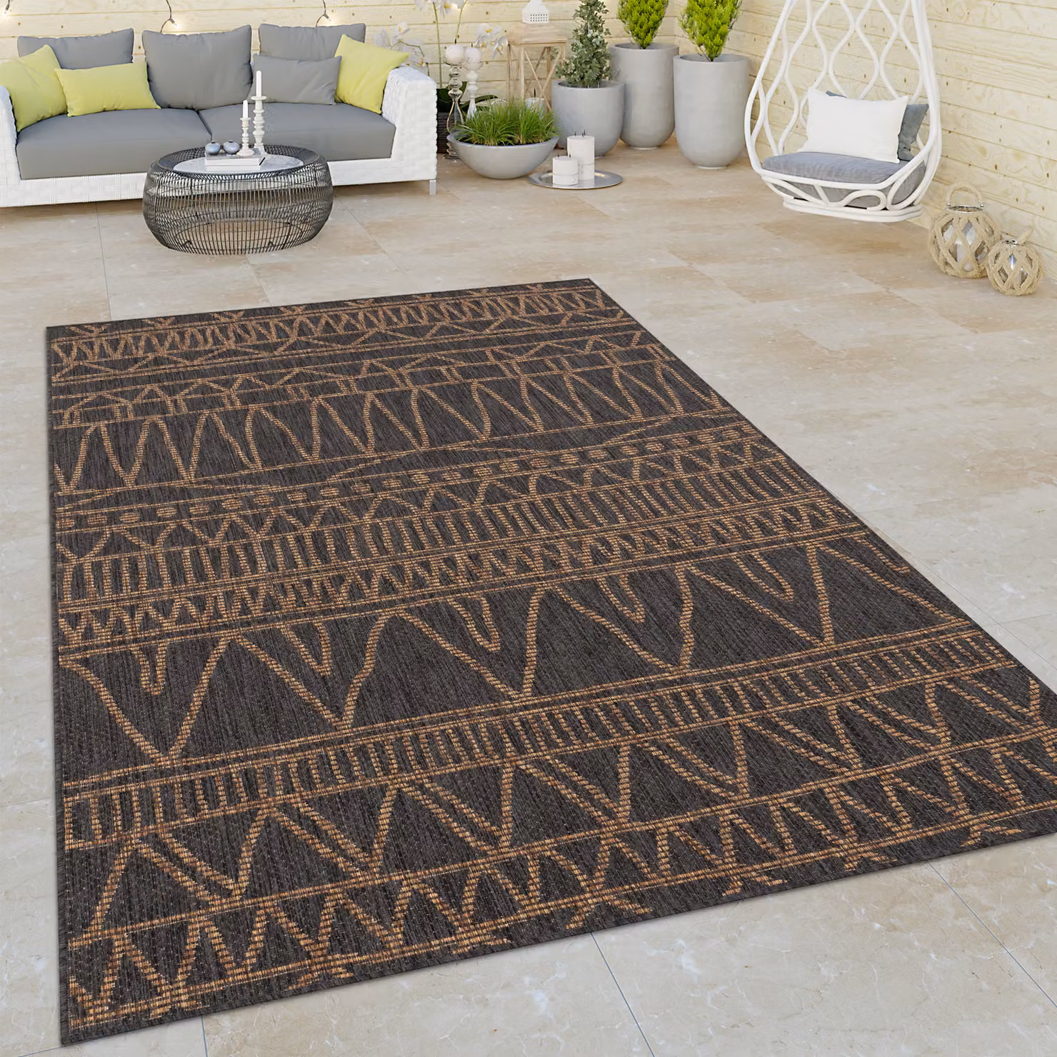 Tappeto Infinity beige per interni ed esterni, stile boho oriental, L: 220 cm, P: 160 cm – 2
