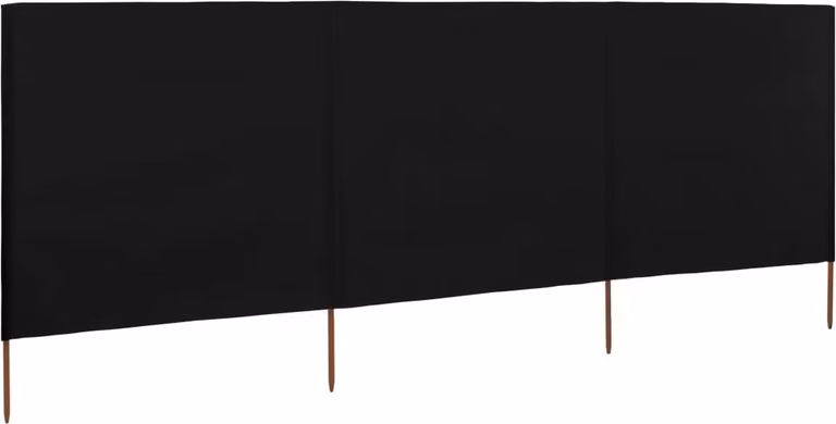 Paravento a 3 Pannelli in Tessuto 400x120 cm Nero