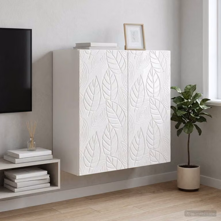 vidaXL Mobiletto a muro moderno bianco lucido in MDF con ante a battente e ripiani interni L: 59 cm, P: 31 cm, H: 60 cm