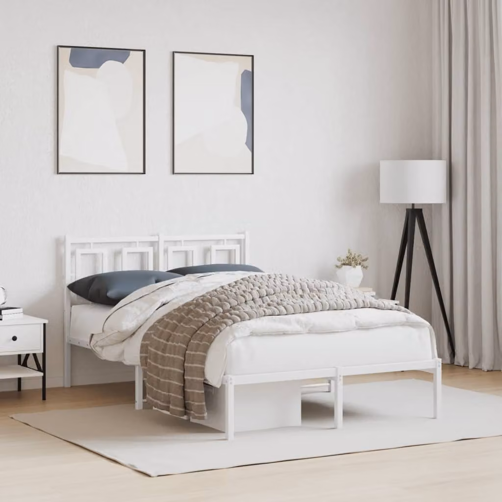vidaXL Giroletto con Testiera in Metallo Bianco L/P/H: 120 x 200 cm – 1