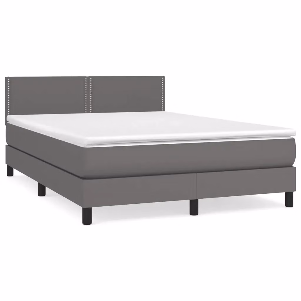 Letto a molle con materasso ibrido vidaXL in similpelle grigia e bianca L/P/H: 193 x 144 x 88 cm – 2