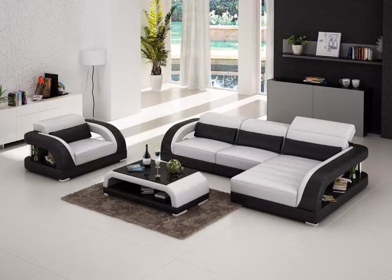 Ledersofa Couch Wohnlandschaft Ecksofa Sessel Set Garnitur Design Sofa USB