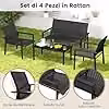 Set Salotto da Giardino Costway in Vimini con Divano a 2 Posti, Poltrone e Tavolino da Caffè, Struttura in Acciaio e Cuscini Inclusi, Nero o Marrone – 2