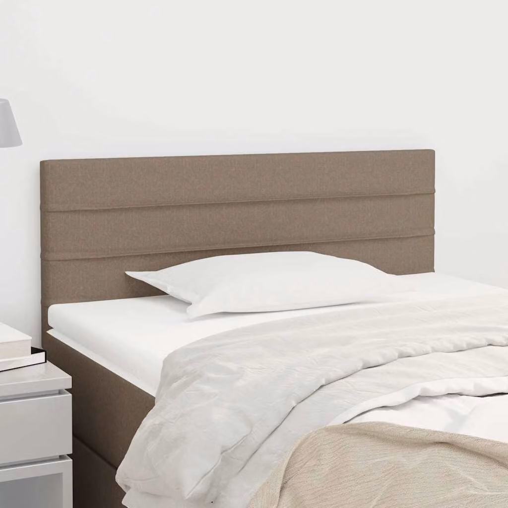 Testiera per letto vidaXL in tessuto color tortora con struttura in legno, L: 80 cm, P: 5 cm, H: 78-88 cm