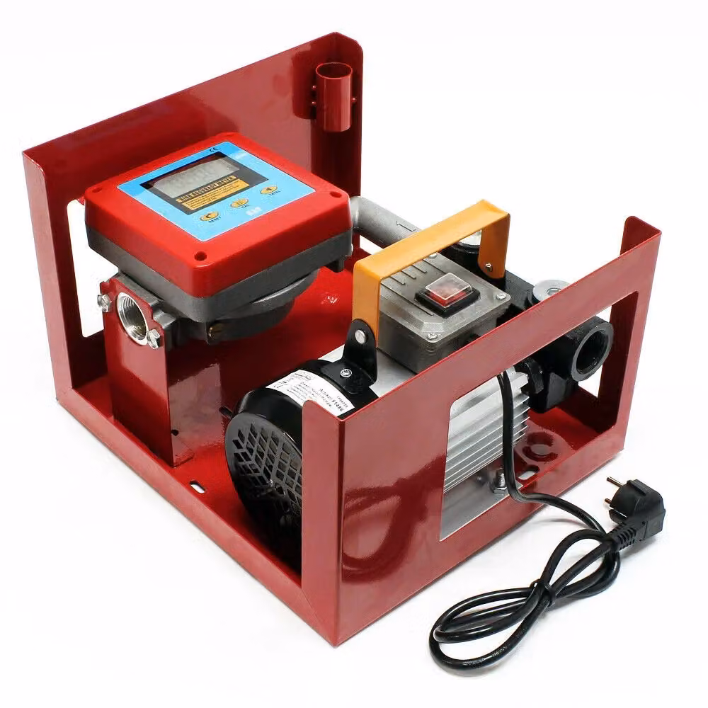 Pompa autoadescante per gasolio rossa con ugello e contalitri digitale 230V 550W 60l/min – 2