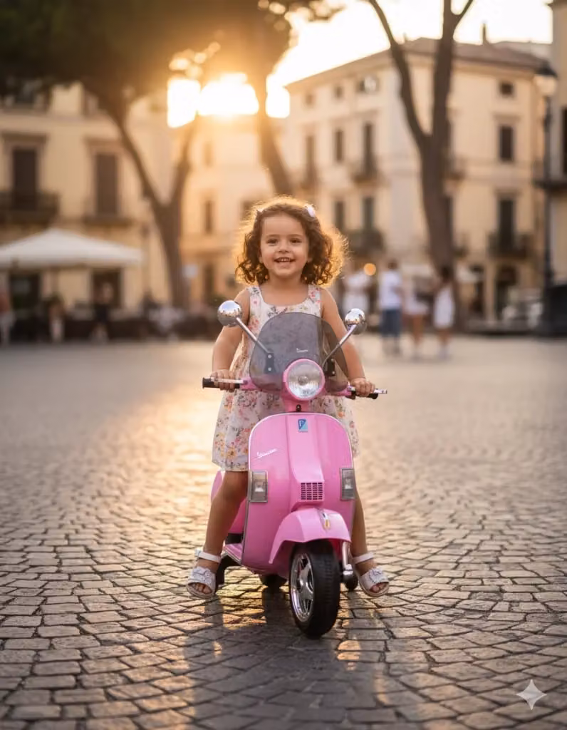 Piaggio Vespa PX150 elettrica per bambini rosa con luci e suoni e batteria ricaricabile L/P/H: 107.5 x 55.5 x 35.5 cm – 2