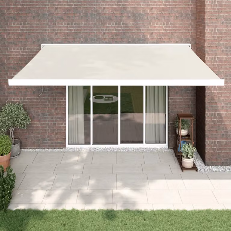 vidaXL Tenda da Sole Retrattile Manuale in Alluminio e Poliestere Beige o Bianco L: 400 cm, P: 300 cm
