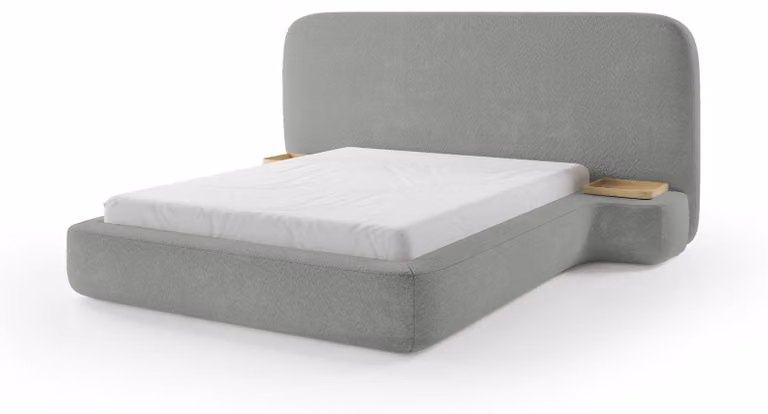Letto imbottito Genz, colore grigio acciaio, dimensioni 160 x 200 cm